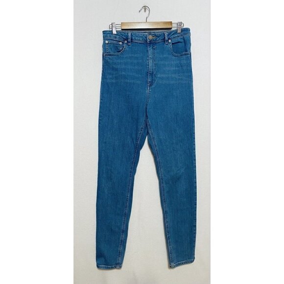 Asos Denim High Waist Jeans Womens Size 32 Medium Wash Stretch Skinny - Picture 1 of 6